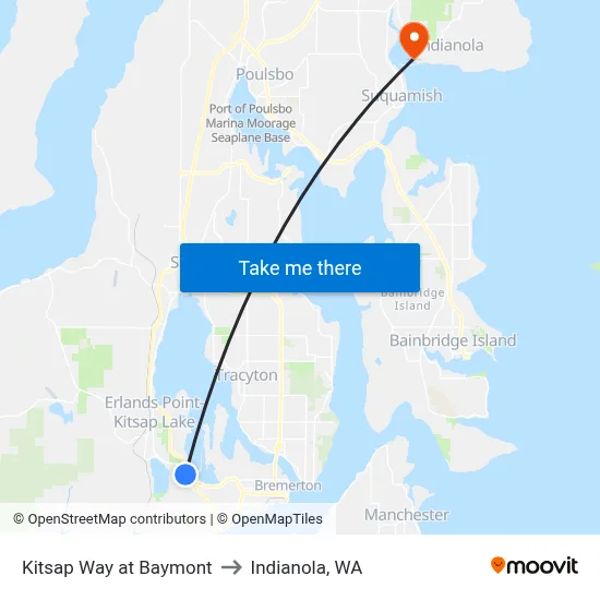 Kitsap Way at Baymont to Indianola, WA map