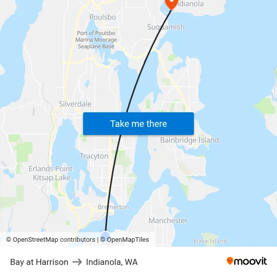 Bay at Harrison to Indianola, WA map