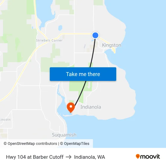 Hwy 104 at Barber Cutoff to Indianola, WA map
