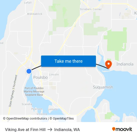 Viking Ave at Finn Hill to Indianola, WA map