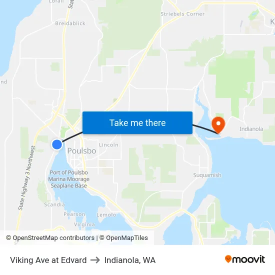 Viking Ave at Edvard to Indianola, WA map
