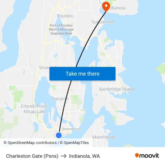 Charleston Gate (Psns) to Indianola, WA map