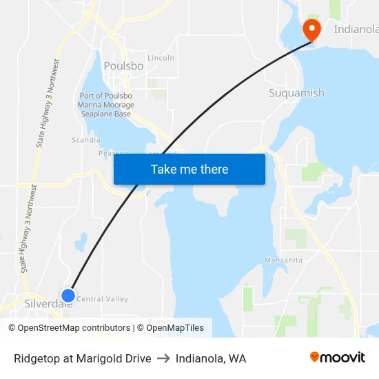 Ridgetop at Marigold Drive to Indianola, WA map