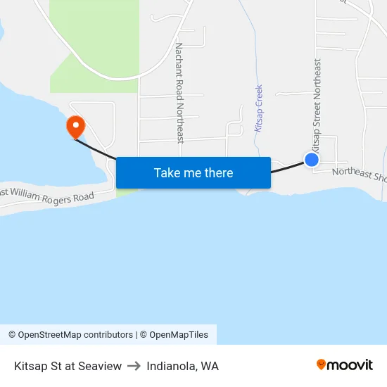 Kitsap St at Seaview Ave to Indianola, WA map
