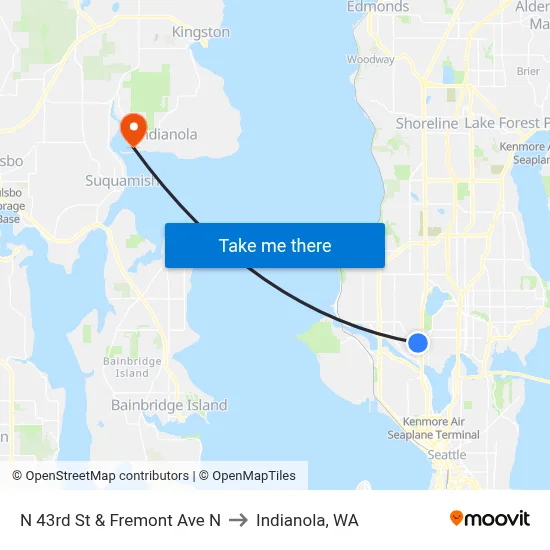 N 43rd St & Fremont Ave N to Indianola, WA map