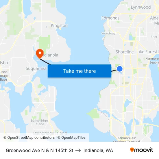 Greenwood Ave N & N 145th St to Indianola, WA map