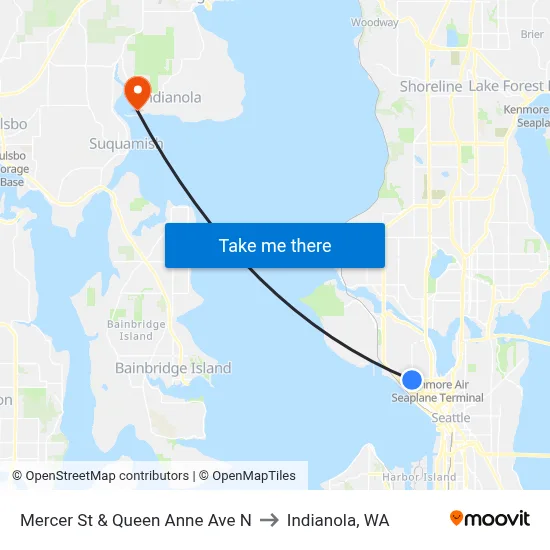 Mercer St & Queen Anne Ave N to Indianola, WA map