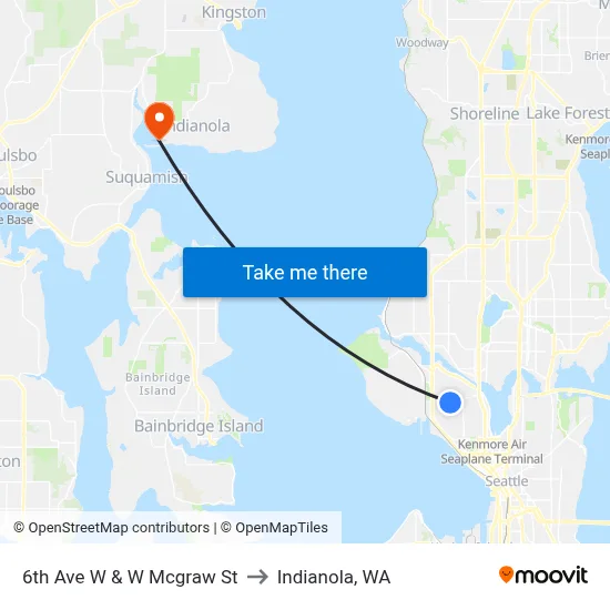 6th Ave W & W Mcgraw St to Indianola, WA map