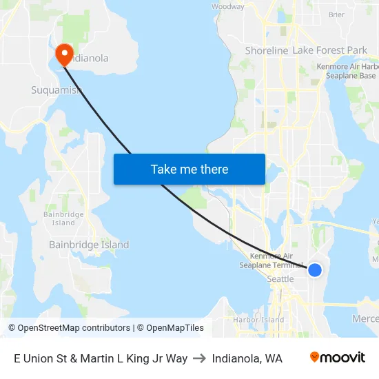 E Union St & Martin L King Jr Way to Indianola, WA map