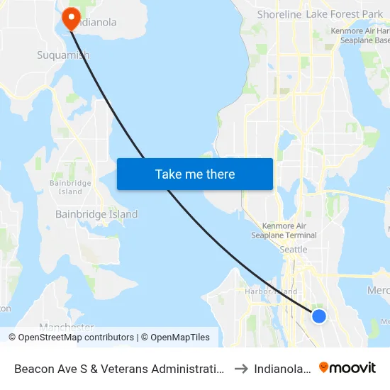 Beacon Ave S & Veterans Administration Hospital to Indianola, WA map