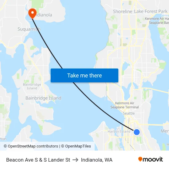 Beacon Ave S & S Lander St to Indianola, WA map