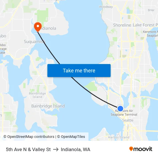 5th Ave N & Valley St to Indianola, WA map