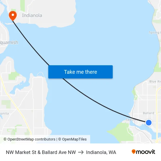 NW Market St & Ballard Ave NW to Indianola, WA map
