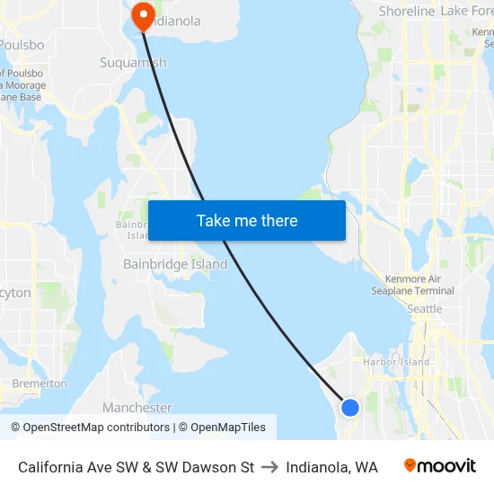 California Ave SW & SW Dawson St to Indianola, WA map