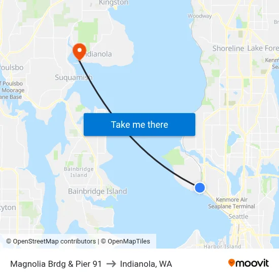 Magnolia Brdg & Pier 91 to Indianola, WA map
