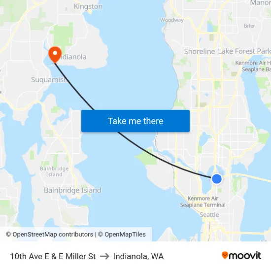 10th Ave E & E Miller St to Indianola, WA map