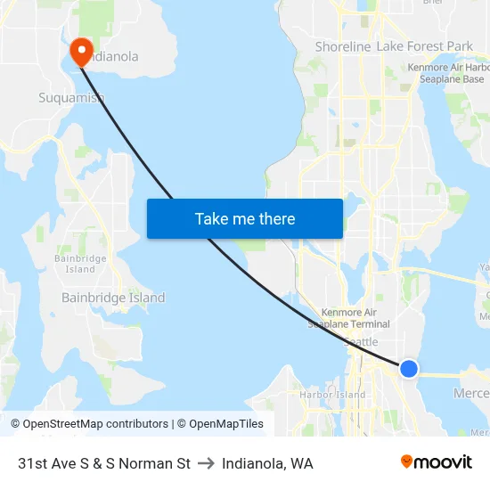 31st Ave S & S Norman St to Indianola, WA map