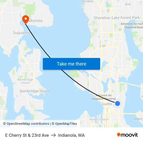 E Cherry St & 23rd Ave to Indianola, WA map
