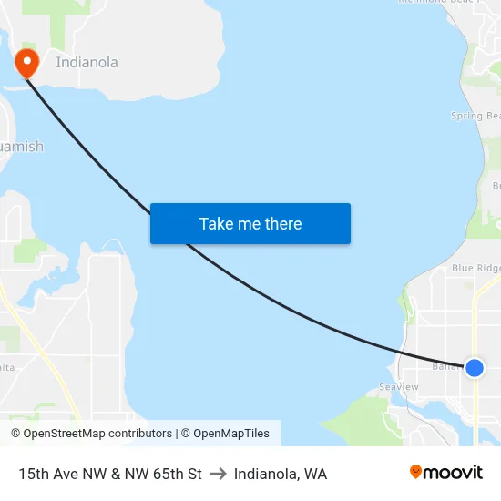 15th Ave NW & NW 65th St to Indianola, WA map