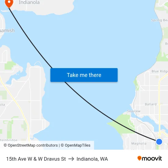 15th Ave W & W Dravus St to Indianola, WA map