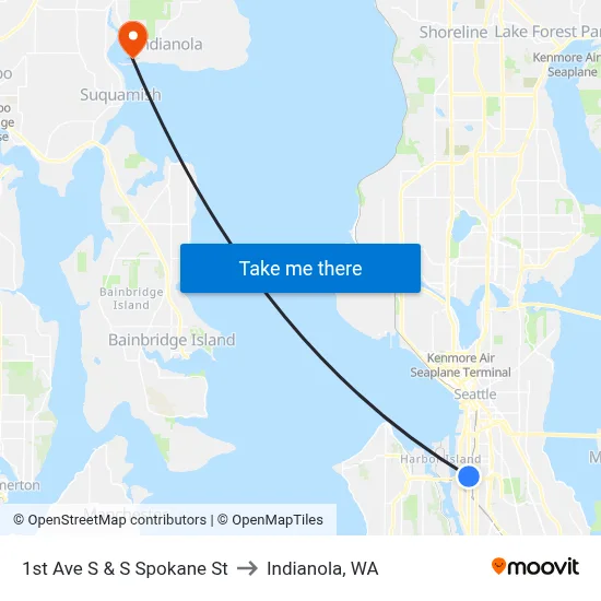 1st Ave S & S Spokane St to Indianola, WA map