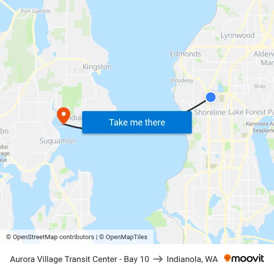 Aurora Village Transit Center - Bay 10 to Indianola, WA map
