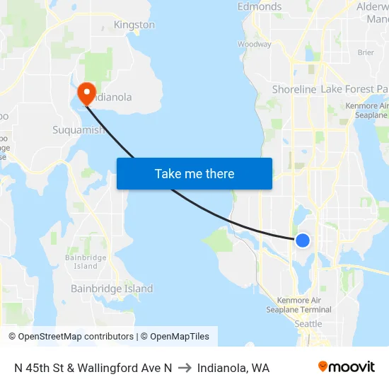 N 45th St & Wallingford Ave N to Indianola, WA map