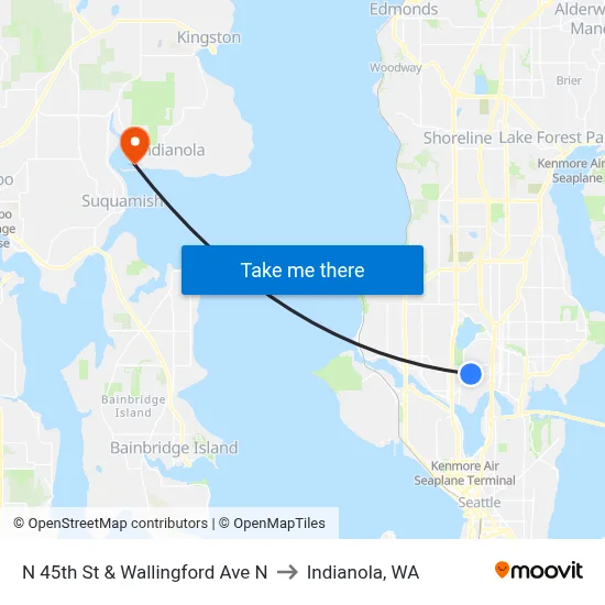 N 45th St & Wallingford Ave N to Indianola, WA map