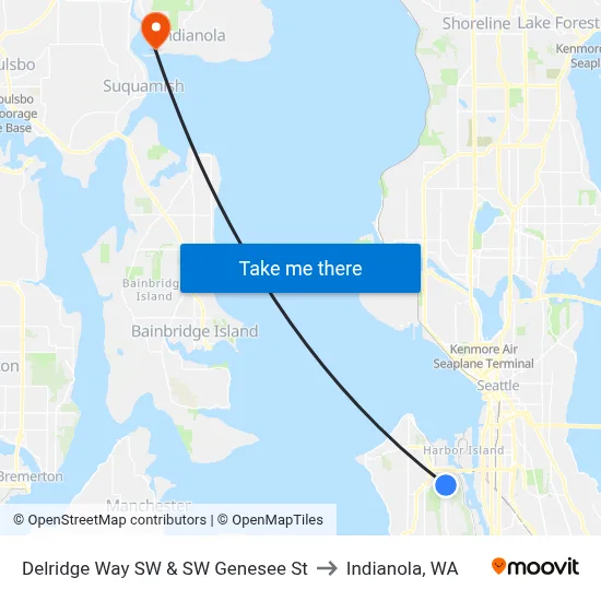 Delridge Way SW & SW Genesee St to Indianola, WA map