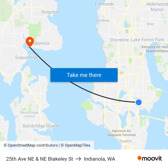 25th Ave NE & NE Blakeley St to Indianola, WA map
