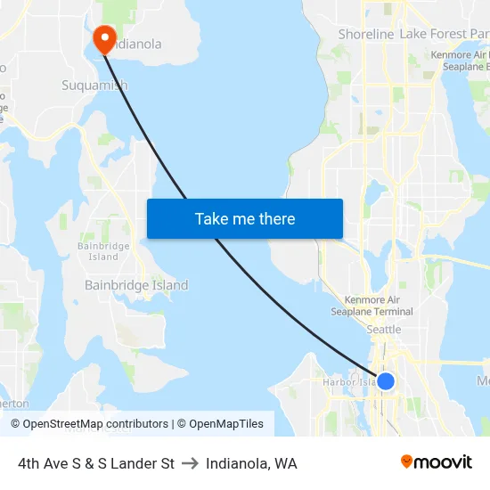 4th Ave S & S Lander St to Indianola, WA map