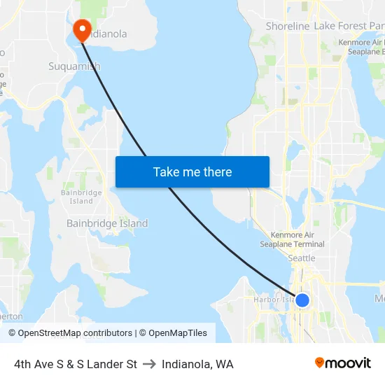 4th Ave S & S Lander St to Indianola, WA map
