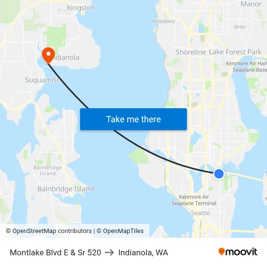 Montlake Blvd E & Sr 520 to Indianola, WA map
