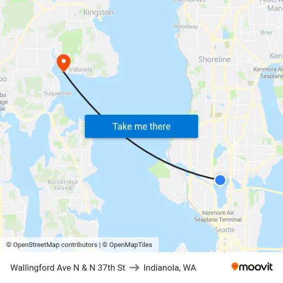 Wallingford Ave N & N 37th St to Indianola, WA map