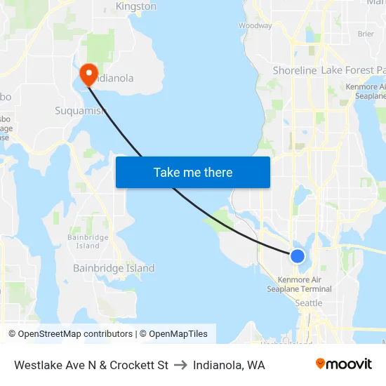 Westlake Ave N & Crockett St to Indianola, WA map