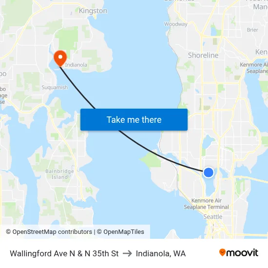 Wallingford Ave N & N 35th St to Indianola, WA map