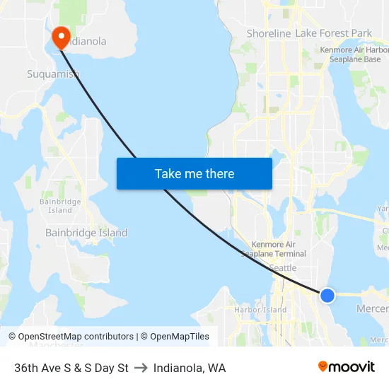 36th Ave S & S Day St to Indianola, WA map