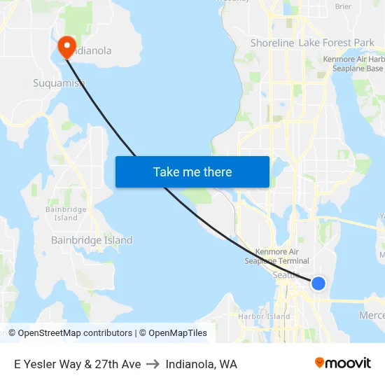 E Yesler Way & 27th Ave to Indianola, WA map