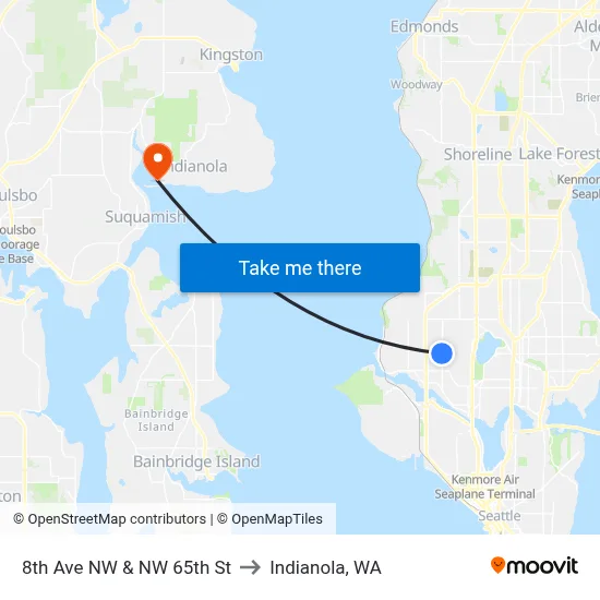8th Ave NW & NW 65th St to Indianola, WA map
