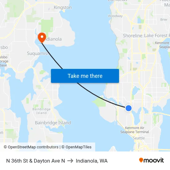 N 36th St & Dayton Ave N to Indianola, WA map