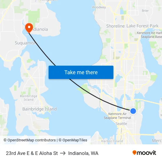 23rd Ave E & E Aloha St to Indianola, WA map