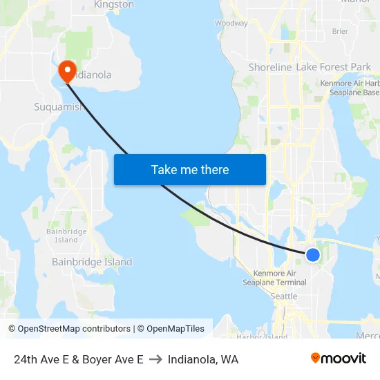 24th Ave E & Boyer Ave E to Indianola, WA map