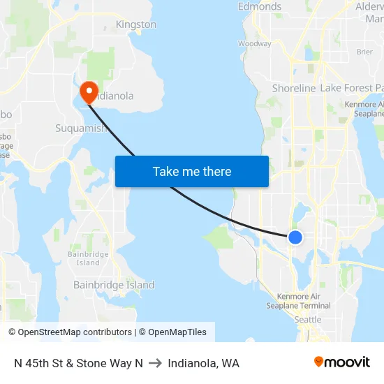 N 45th St & Stone Way N to Indianola, WA map