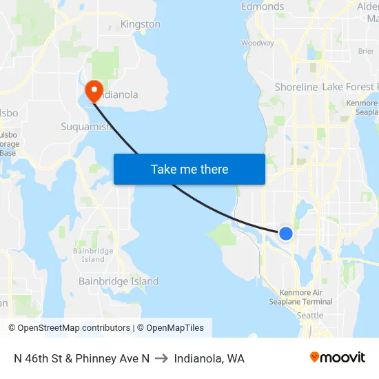 N 46th St & Phinney Ave N to Indianola, WA map