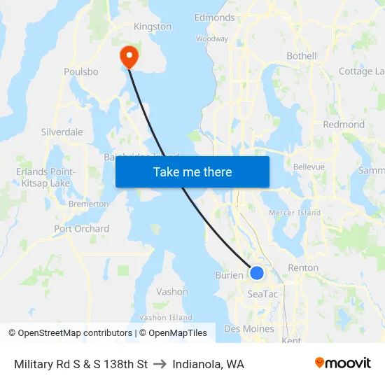 Military Rd S & S 138th St to Indianola, WA map