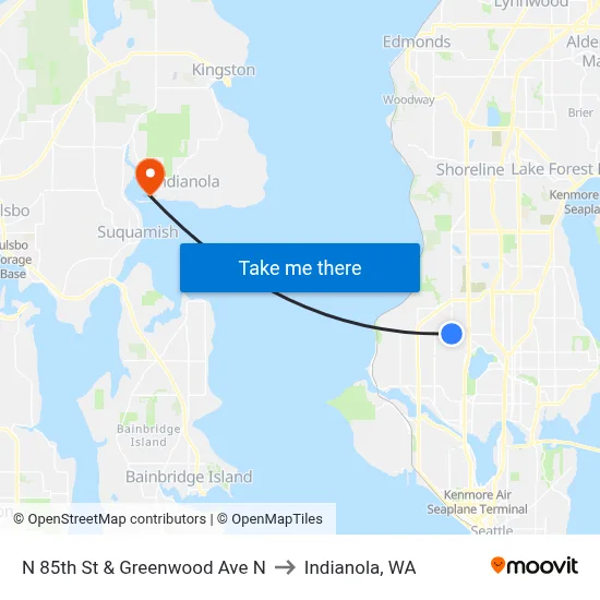 N 85th St & Greenwood Ave N to Indianola, WA map