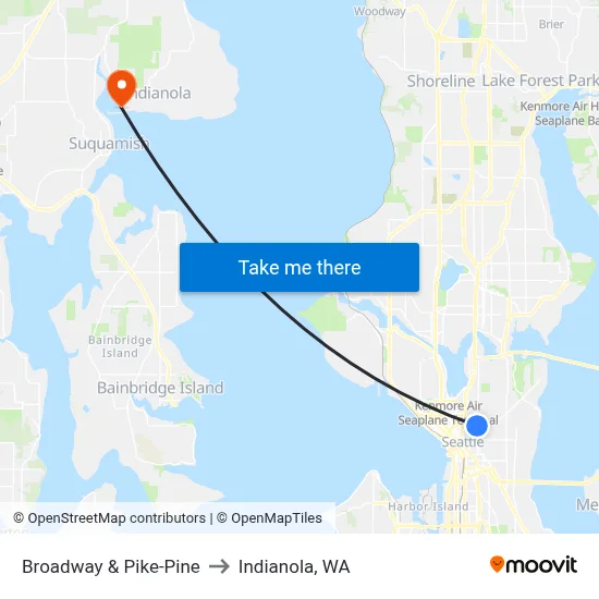 Broadway & Pike-Pine to Indianola, WA map