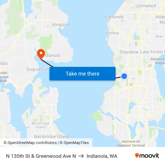 N 130th St & Greenwood Ave N to Indianola, WA map