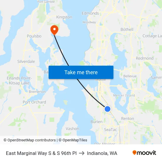 East Marginal Way S & S 96th Pl to Indianola, WA map