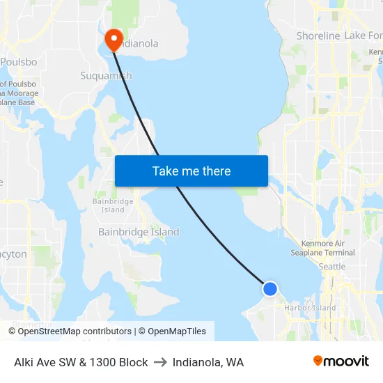 Alki Ave SW & 1300 Block to Indianola, WA map